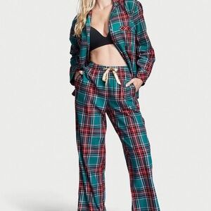 Victoria's Secret Teal and Red Plaid Sleep Shirt